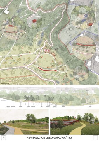 Revitalizace lesoparku Akátky - tamti_architekti s.r.o., Ing. Anna Petříková, Ing. arch. Veronika Lietavová, Vojtěch Kettner, Ing. arch. Oskar Madro
